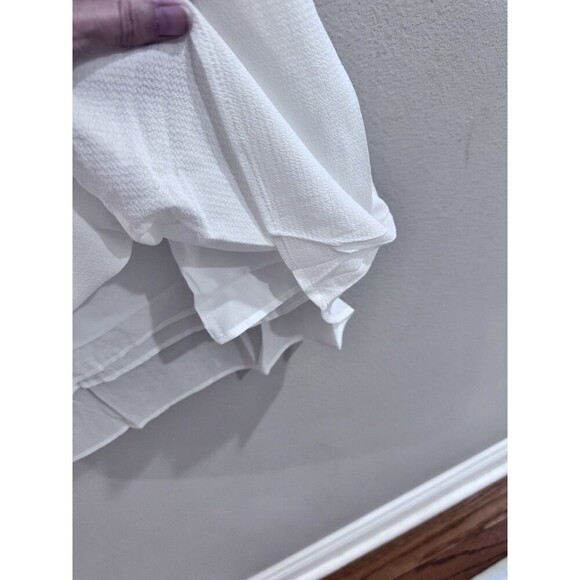 Ruffle Mini Dress White Medium Cottagecore Prairie Whimsical NEW AndTheWhy - Picture 5 of 5